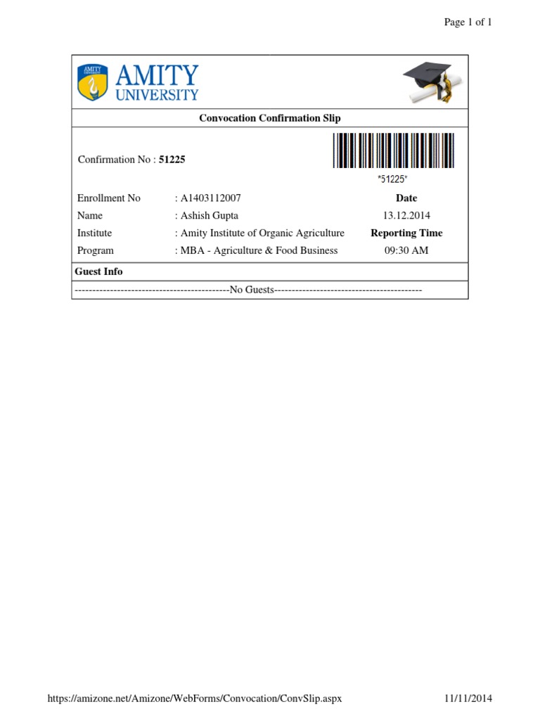 MBA Agriculture Convocation Slip | PDF | Technology & Engineering