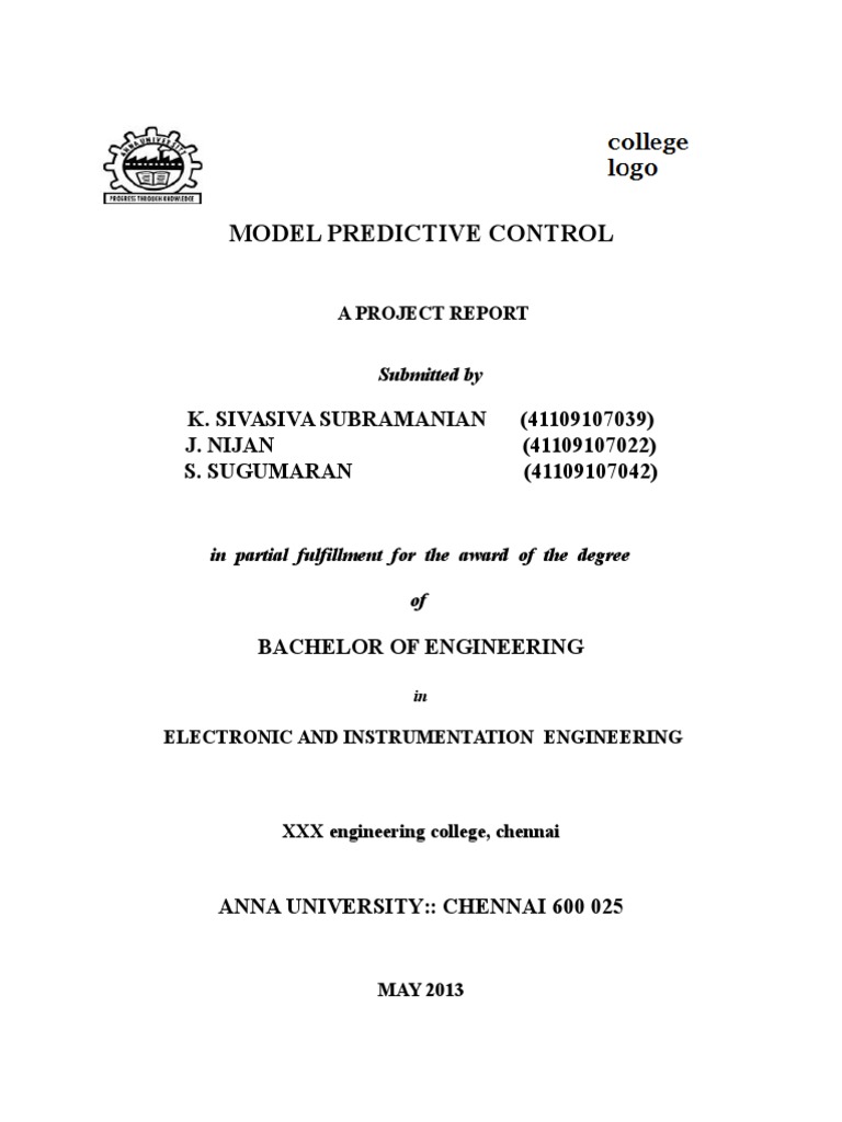 Model Predictive Control Project Report | PDF | Control Theory ...