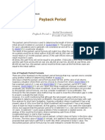 Payback and Related Formulas