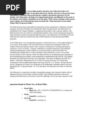 Jaro Pdf Master Of Business Administration Business