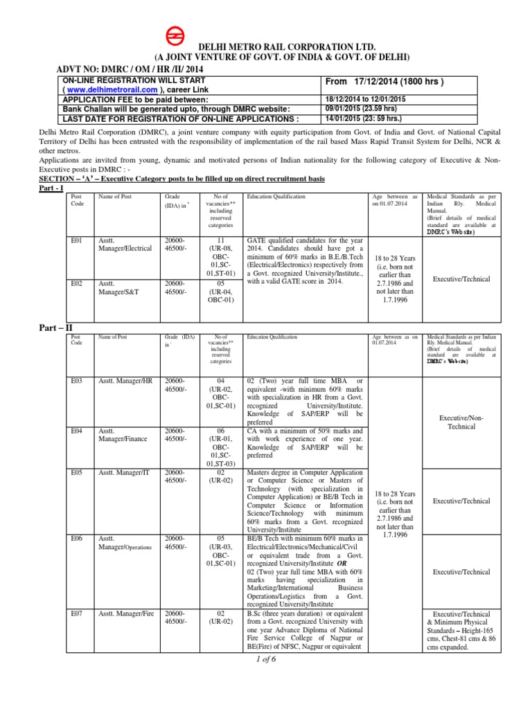 Delhi Metro Rail Corporation Ltd. (A Joint Venture of Govt. of India ...