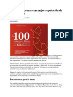 Las 100 Empresas Con Mejor Reputación de Bolivia 2013