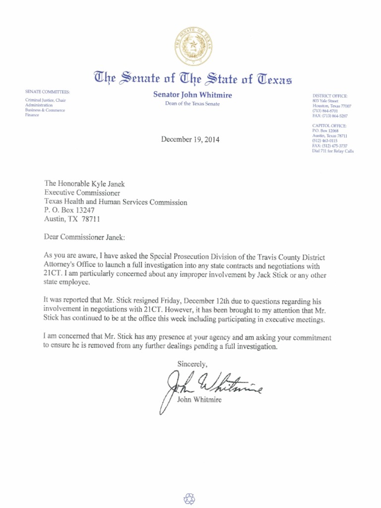 Whitmire Letter To Janek | PDF
