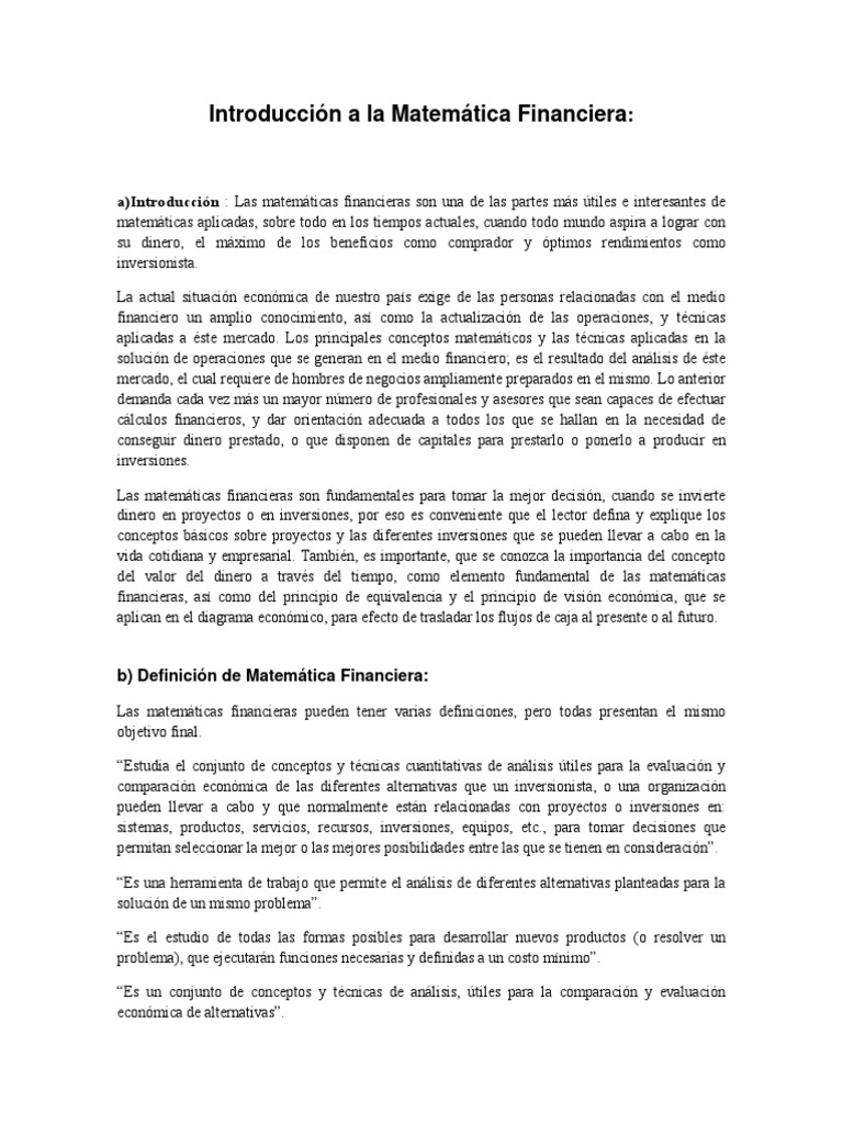Introducción a la Matemática Financiera | PDF | Proporción | Interés