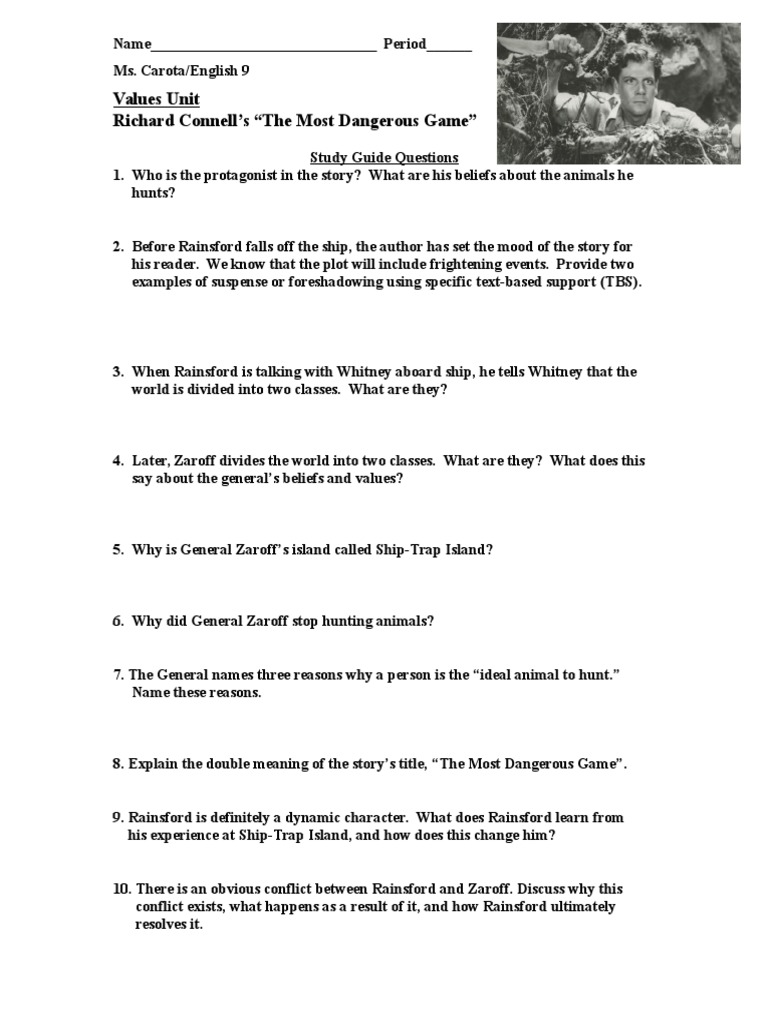 The most dangerous game discussion questions