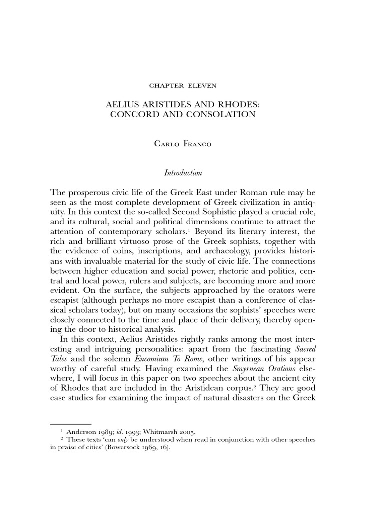 Aelius Aristides and Rhodes PDF | PDF