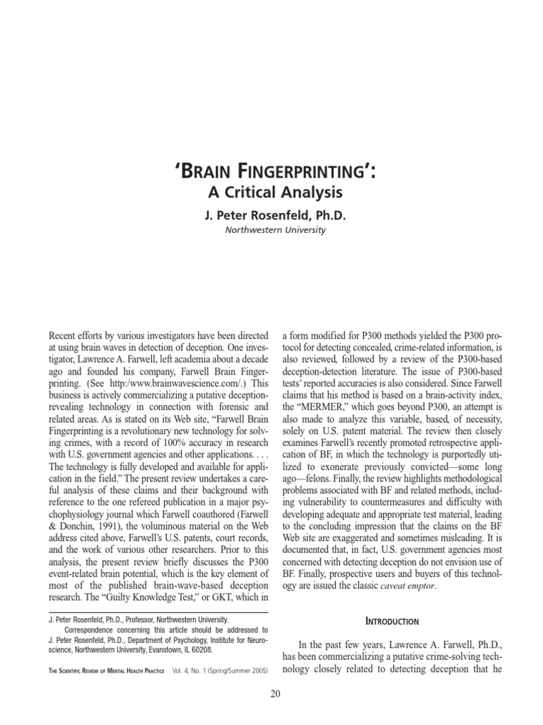 Brain FingerPrinting | PDF | Science & Mathematics