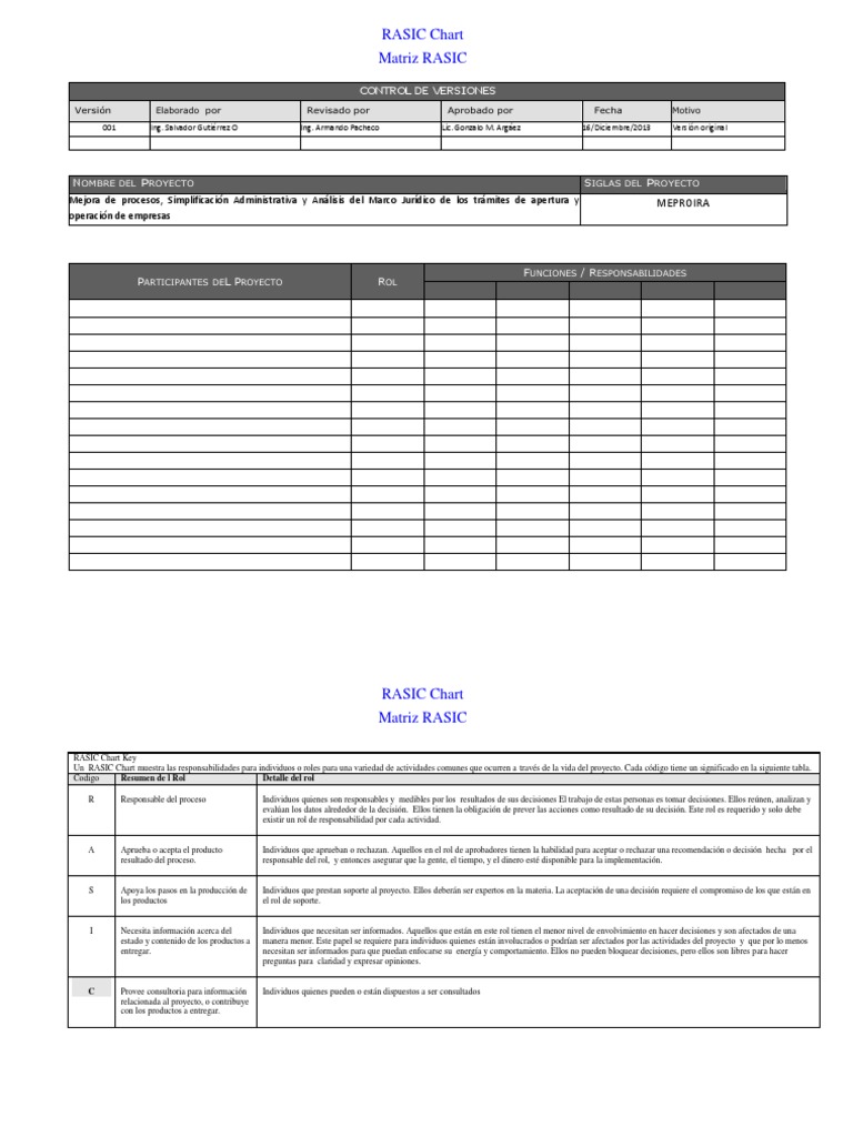 Matriz RASIC: Roles y Responsabilidades | PDF | Negocios