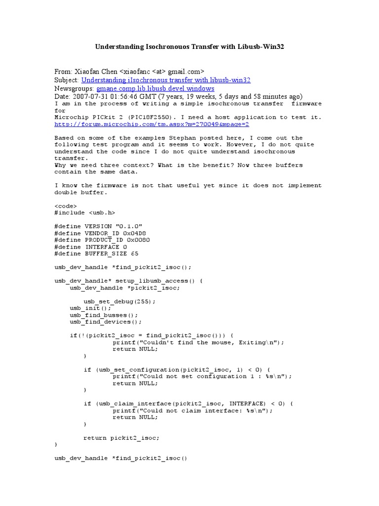 Isochronous Transfer with Libusb-Win32 | PDF | Software Engineering ...