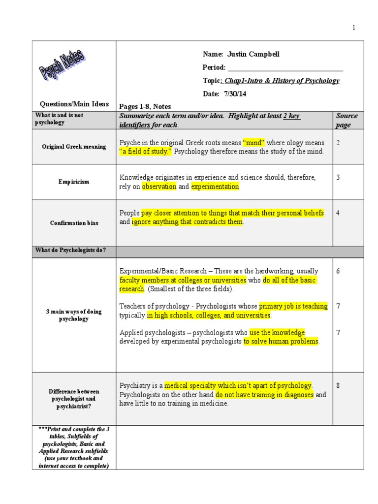 Justins AP Psychology Homework | PDF | Mental Disorder | Psychology