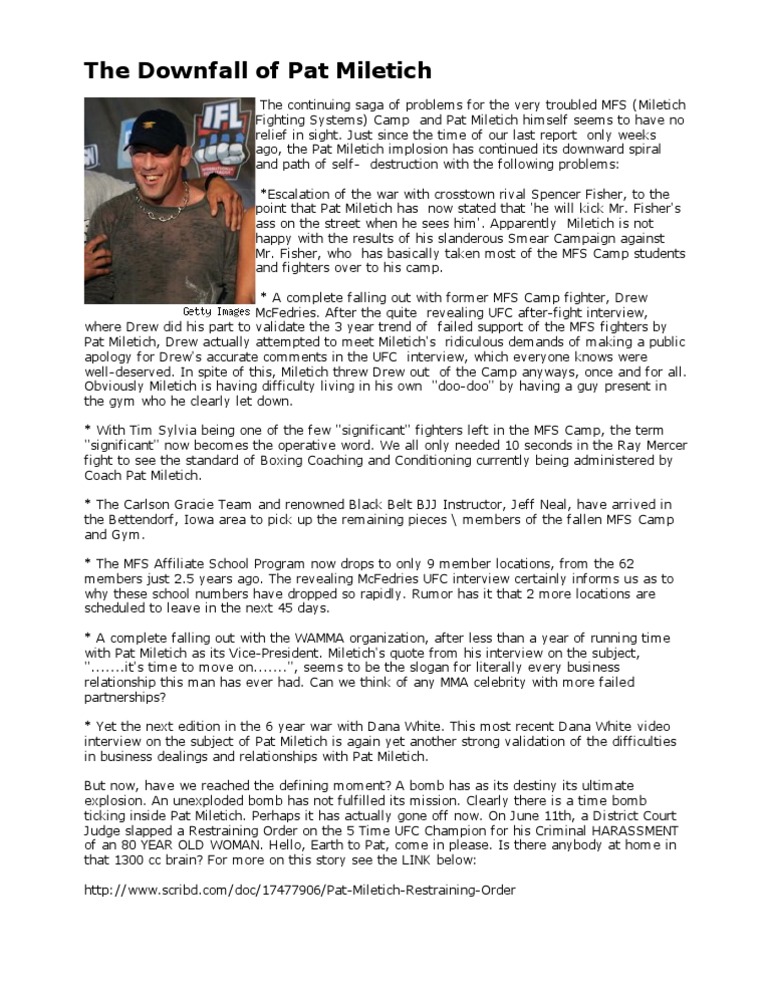 Downfall of Pat Miletich | PDF | Mixed Martial Arts | Violence