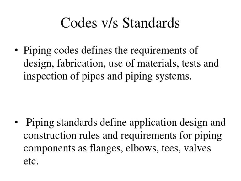 Codes vs Standards Piping Design Rules PDF