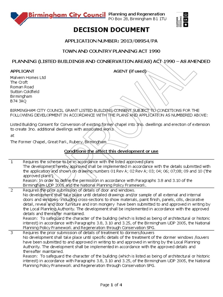 Listed Building Consent for Chapel Conversion | PDF | Sustainable ...