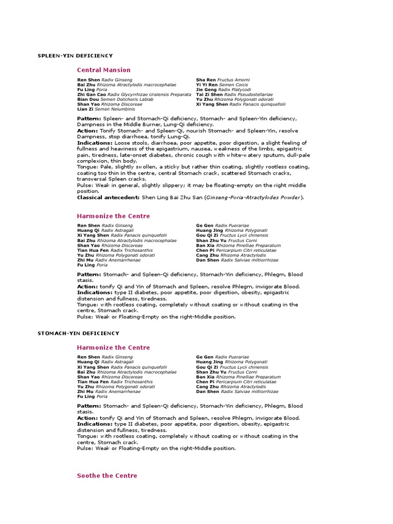 Maciocia Formulas | PDF
