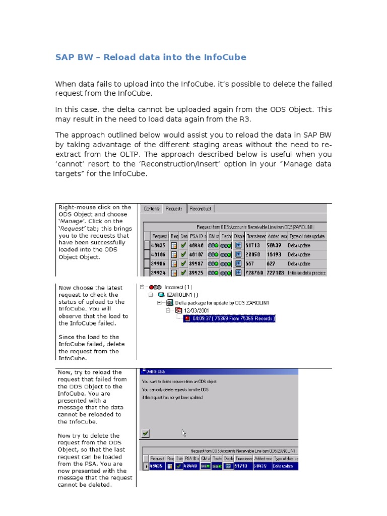 Reloading Data in SAP BW InfoCube | PDF