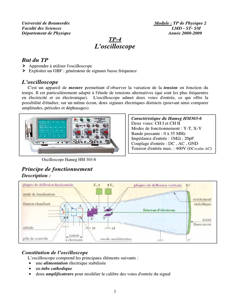 oscilloscope.pdf Tube cathodique Électromagnétisme