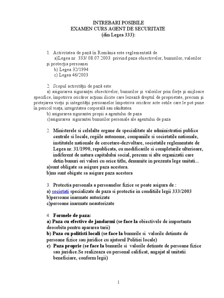 Intrebari Din Legea 333