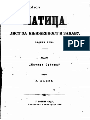 298px x 396px - Matica - List Za Knjizevnost I Zabavu 1866. (A. Hadzic) | PDF