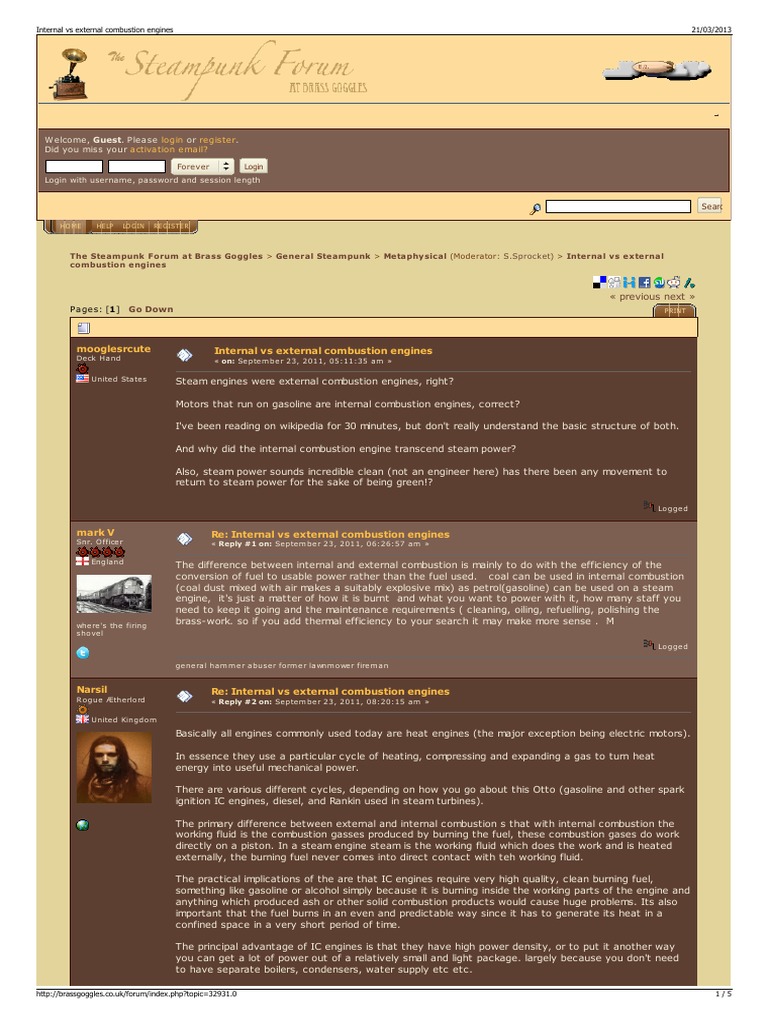 Internal Vs External Combustion Engines PDF Steam Engine Internal