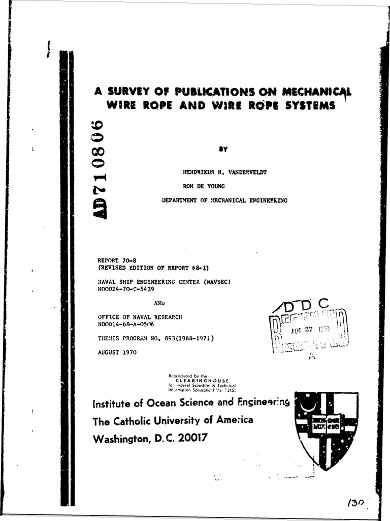 Survey of Publications On Mechanical Wire Rope & Wire Rope Systems by ...