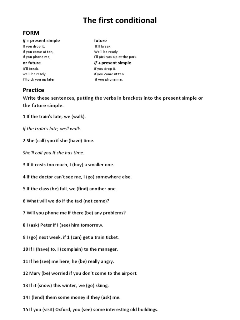 First Conditional Grammar Practice | PDF