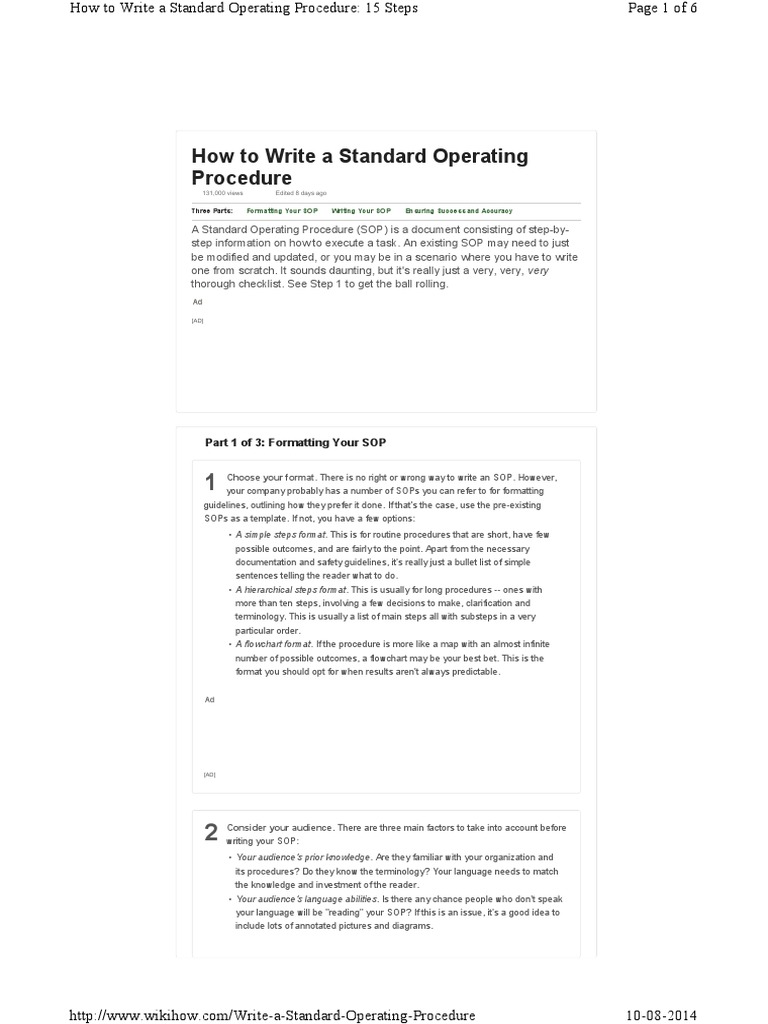 Write A Standard Operating Procedure | PDF | Business