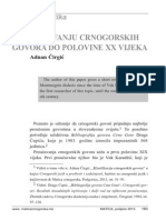 Adnan Čirgić - O Proučavanju Crnogorskih Govora Do Polovine XX Vijeka PDF