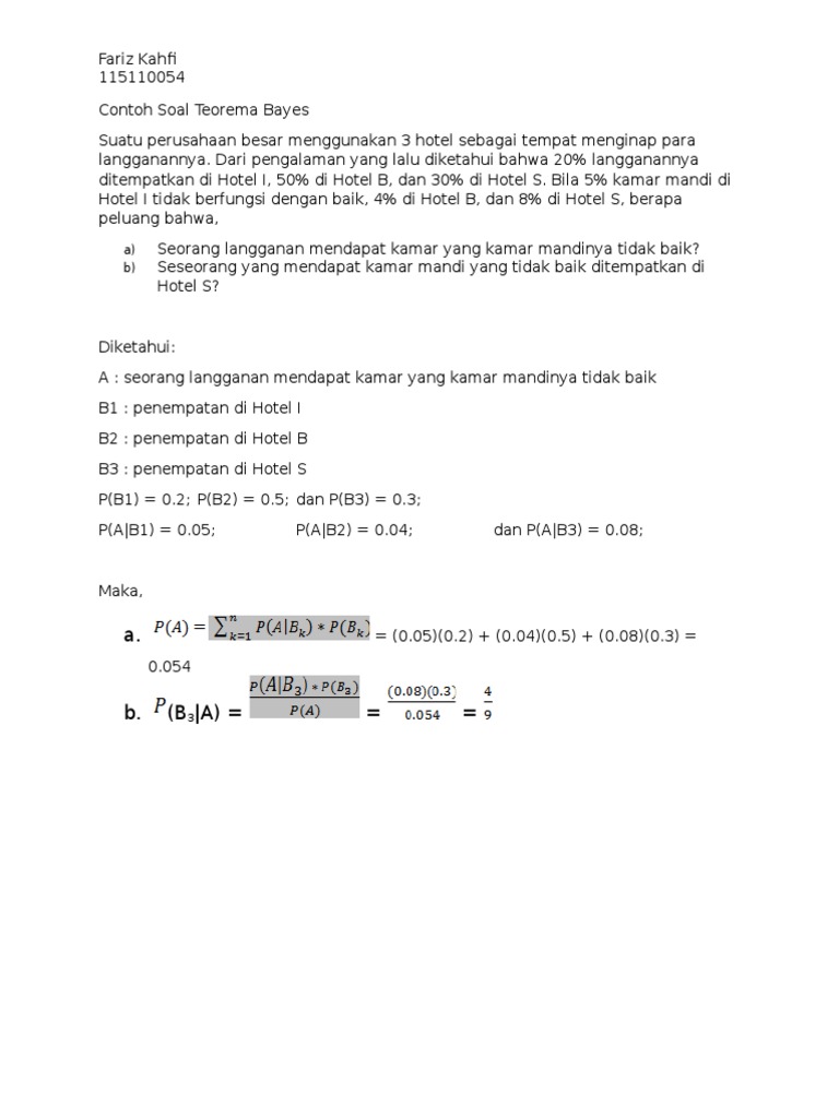 Contoh Soal Teorema Bayes