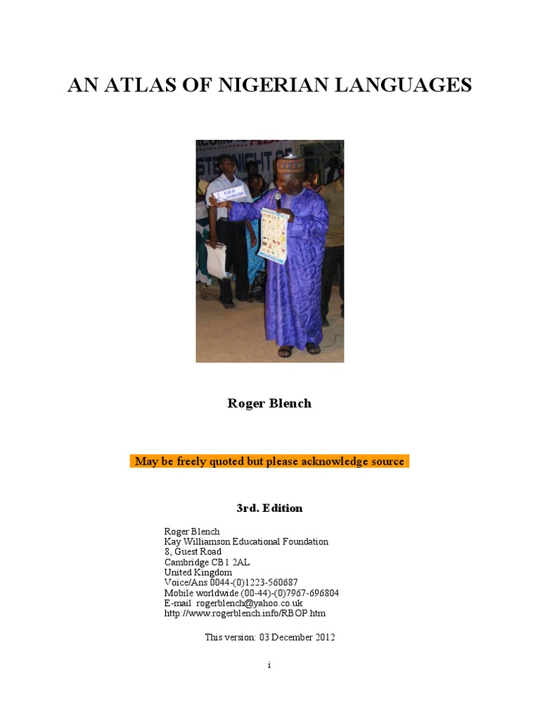 Atlas Of Nigerian Languages Ed Iii Pdf Pdf West Africa Languages
