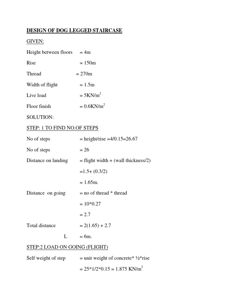 Design of Dog Legged Staircase, Lintel PDF Stairs Floors