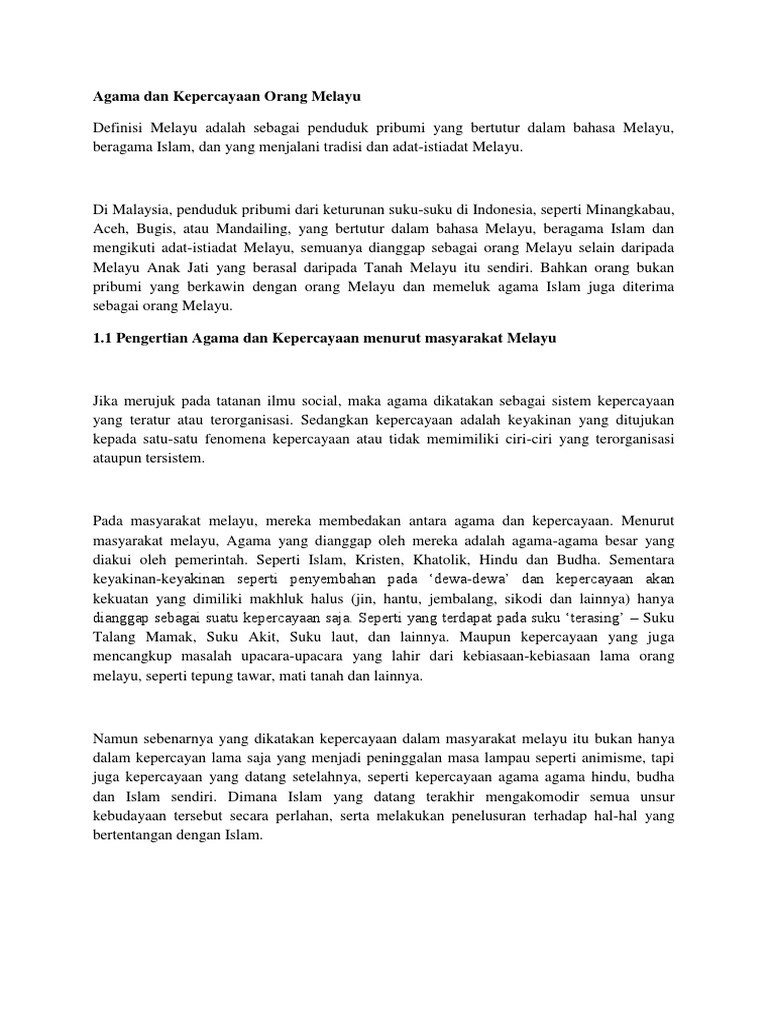 Agama Dan Kepercayaan Orang Melayu Pdf