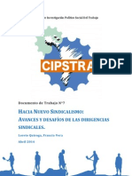 CIPSTRA - Documento de Trabajo Nº 7. Hacia Un Nuevo Sindicalismo. Avances y Desafíos de Las Dirigencias Sindicales