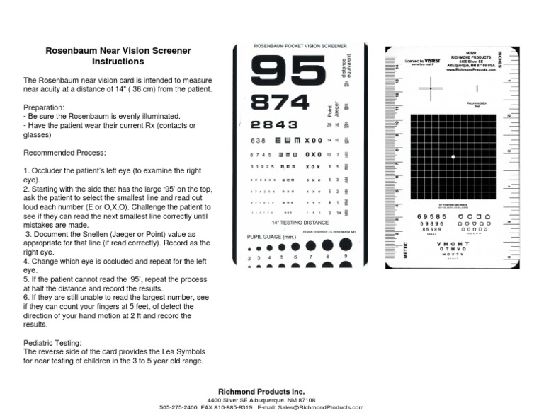 Rosenbaum Near Vision Screener Guide | PDF