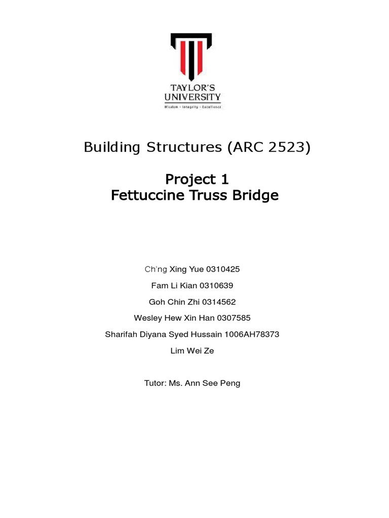 Fettuccine Truss Bridge Project Report | PDF | Truss | Engineering