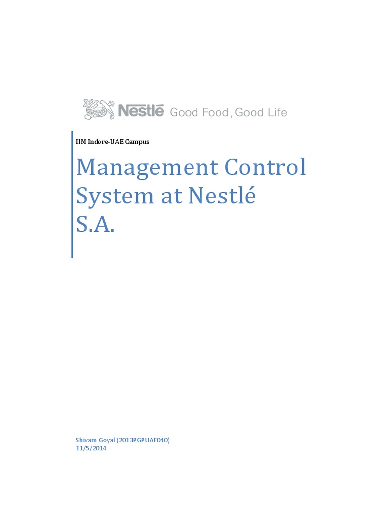 Management Control System at Nestle | PDF | Nestlé | Risk Management