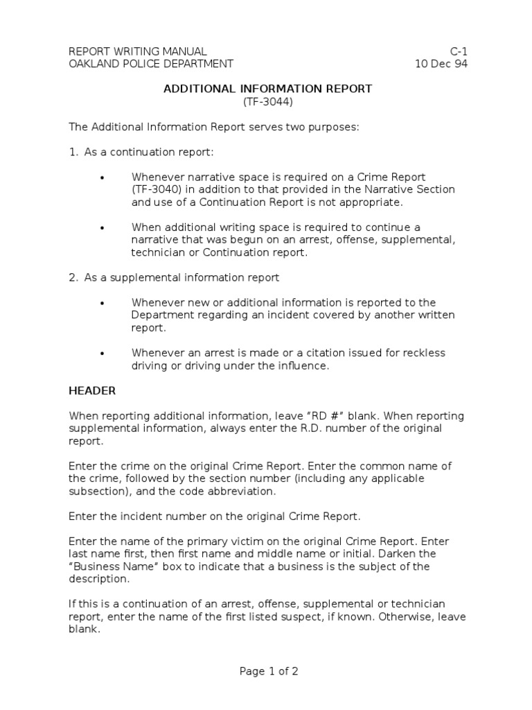 Police Report Writing Guide | PDF