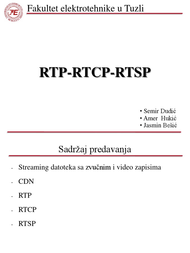RTP, RTCP, and RTSP Overview | PDF