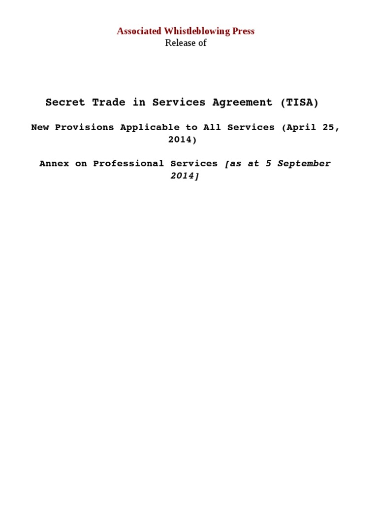 TISA Agreement: New Service Provisions | PDF | Authentication ...