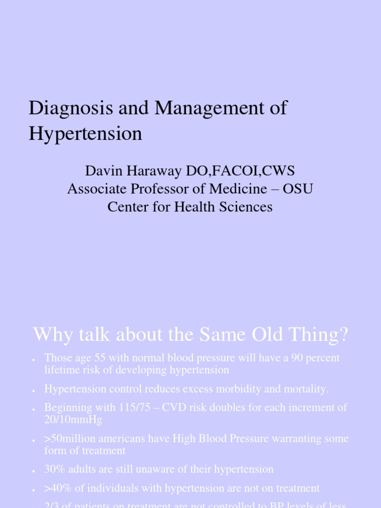 Diagnosis Management of Hypertension | PDF | Hypertension | Health Sciences