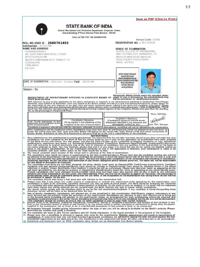 UPSC Interview Call Letter Sample | PDF