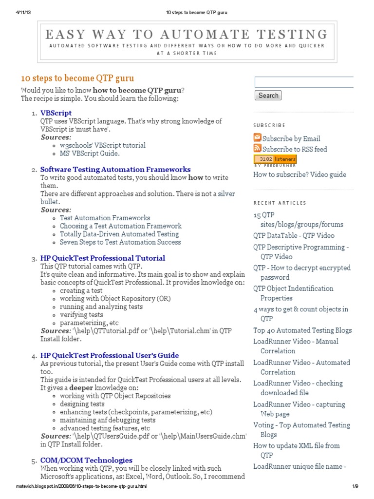 10 Steps To Become QTP Guru | PDF | Component Object Model | Document ...