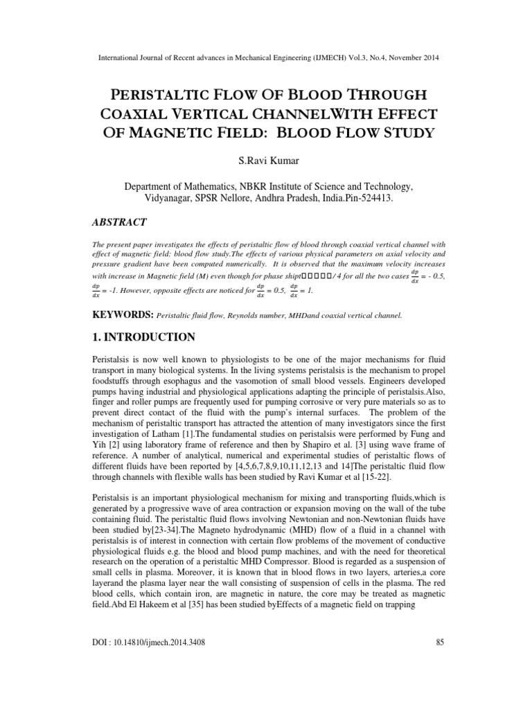 Peristaltic Flow of Blood Through Coaxial Vertical Channelwith Effect ...