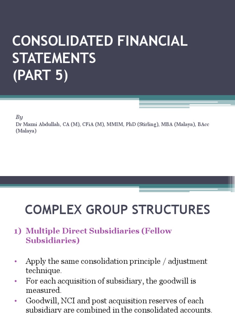 Consolidation Techniques for Subsidiaries | PDF | Consolidation ...