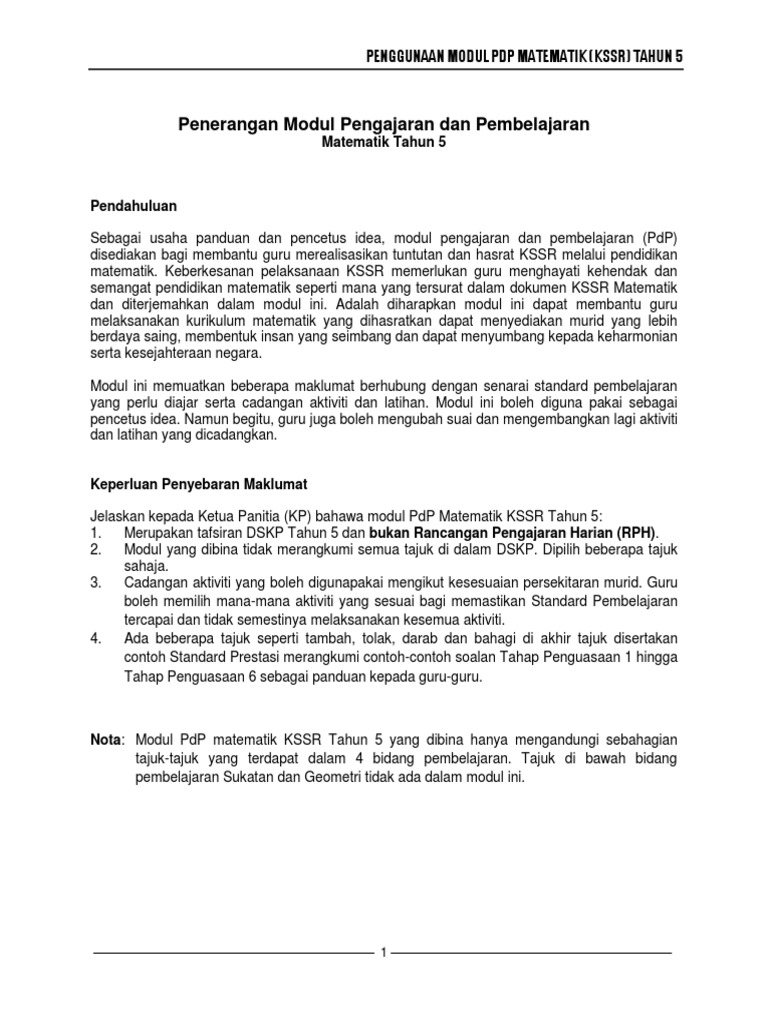 Pengunaan Modul Tahun 5 | PDF