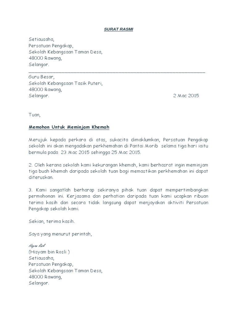 Surat Rasmi 1 | PDF