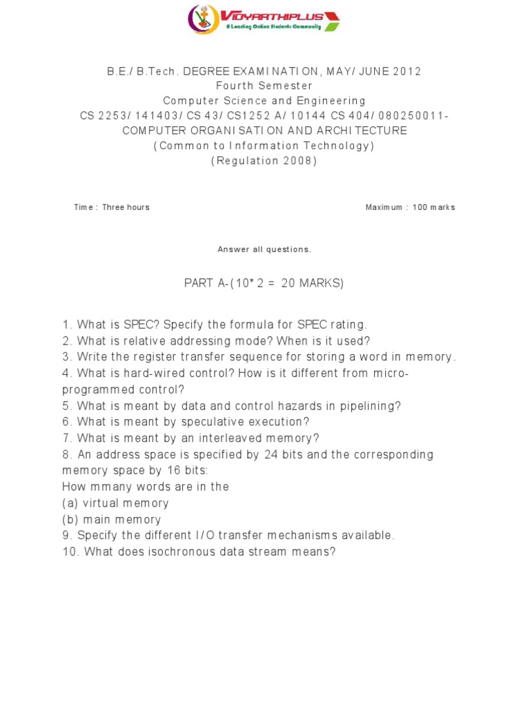 Computer Network Question Paper PDF Office Equipment Computer Memory