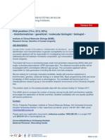 PHD Position - Bioinformatician / Geneticist / Molecular Biologist / Biologist