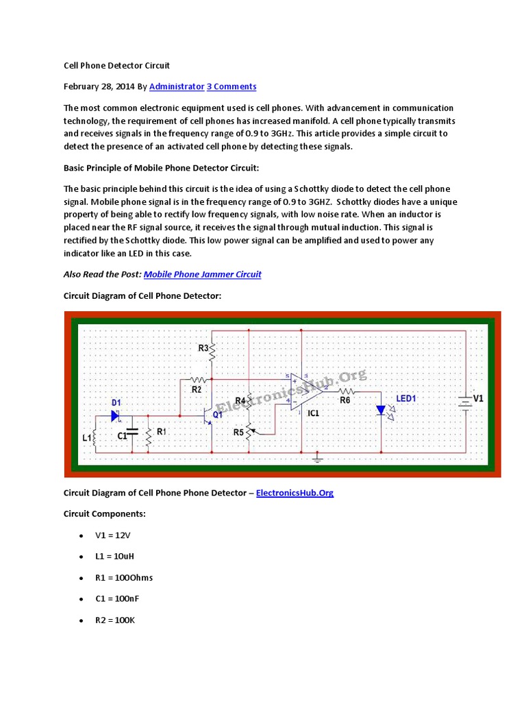 Cell Phone Detection Circuit Design | PDF | Amplifier | Bipolar ...