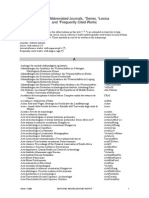 List of Abbreviated Journals, Series, Lexica and °frequently Cited Works