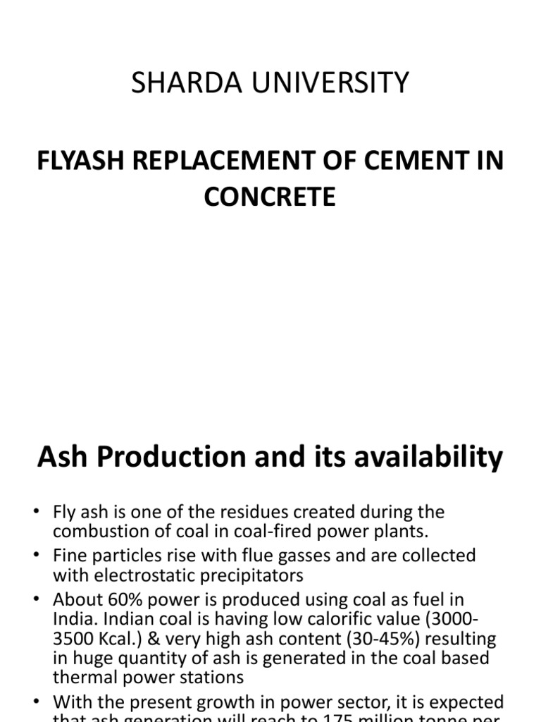 Fly Ash as Cement Substitute in Concrete | PDF | Fly Ash | Concrete